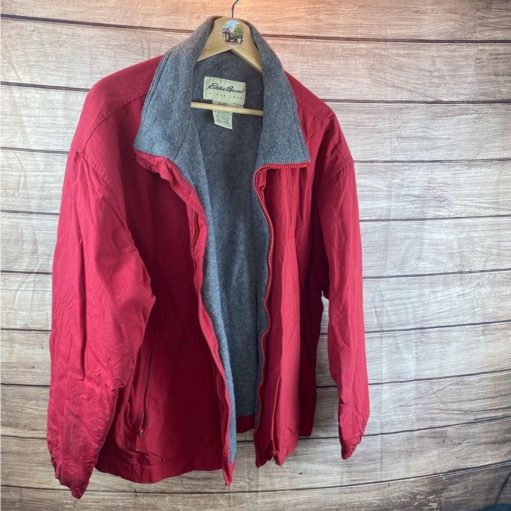 Eddie Bauer Red Jacket with Gray Fleece Interior